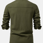 Long Sleeved Waffle Button Up Shirt
