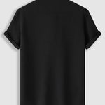 Men's irregular texture striped solid color casual short-sleeved shirt