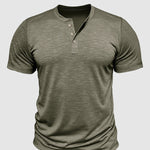 Men's solid color casual henley short-sleeved polo