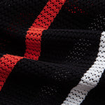 Striped Knit Zip Up Polo Shirt