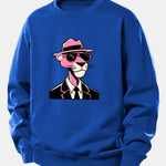 Pink Gentleman Panther Print Relax Fit Sweatshirt