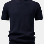 Ribbed Crew Neck Sweater Knitted T-Shirt