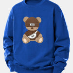 Stripe Bear Print Relax Fit Sweatshirt