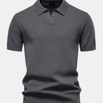 Pineapple Texture Knit V Neck Polo & Cotton Chino Shorts