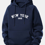 New York Print Drawstring Hoodie