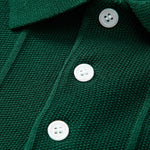 Stripe Jacquard Knit Polo Shirt & Straight Leg Ribbed Pants