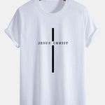 Regular Fit Jesus Christ Stripe Print Cotton T-Shirt