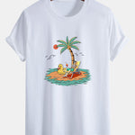 Regular Fit Skeleton On Vacation Print Cotton T-Shirt
