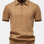 Contrast Trim Zipper Knit Polo Shirt