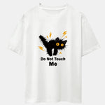 Electric Black Cat Print Drop Shoulder Oversize T-Shirt