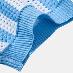 Stripe Johnny Collar Open Knit Polo