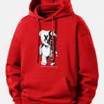 Robot Bear Print Relax Fit Hoodie