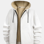 Teddy Lined Zipper Kangaroo Pocket Hoodie