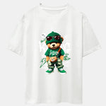 Graffiti Bear Print Drop Shoulder Oversize T-Shirt