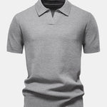 Pineapple Texture Knit V Neck Polo Shirt