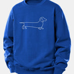 Line Dachshund Print Relax Fit Sweatshirt