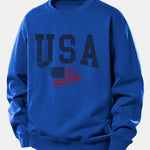 USA Flag Print Relax Fit Sweatshirt