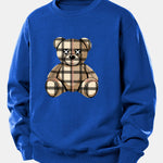 Checkered Bear Print Relax Fit Sweatshirt