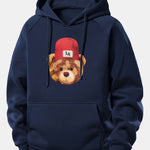 Los Angeles Bear Print Drawstring Hoodie