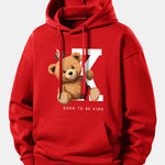 Crown King Bear Print Relax Fit Hoodie