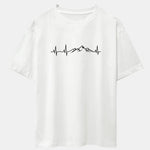Heartbeat Mountain Print Drop Shoulder Oversize T-Shirt