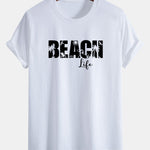 Regular Fit Beach Life Print Cotton T-Shirt
