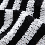 Drop Shoulder Stripe Crochet Shirt & Straight Leg Linen Pants