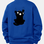 Black Cat Print Relax Fit Sweatshirt