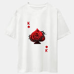 Rose K Print Drop Shoulder Oversize T-Shirt