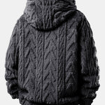 Geometric Jacquard Teddy Fleece Zip Up Hoodie