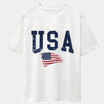 USA Flag Print Drop Shoulder Oversize T-Shirt