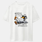 Sunglasses Goose Print Drop Shoulder Oversize T-Shirt
