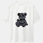 Camouflage Bear Print Drop Shoulder Oversize T-Shirt & Drawstring Cargo Shorts