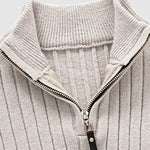 Men's Solid  Cable Casual Zip Stand Collar Sweater