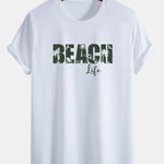 Regular Fit Beach Life Print Cotton T-Shirt & Drawstring Swim Shorts