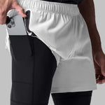 Men's fake two-piece multi-pocket quick-drying sports shorts