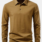 Solid Long Sleeve Cotton Polo Shirt