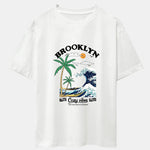 Beach Waves Print Drop Shoulder Oversize T-Shirt