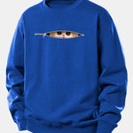 Zipper Cat Print Relax Fit Sweatshirt