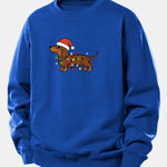 Christmas Colorful Light Dog Print Relax Fit Sweatshirt
