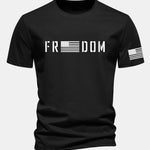 Regular Fit American Flag Freedom Print Cotton T-Shirt