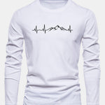 Long Sleeve Heartbeat Print Cotton T-Shirt