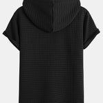 Kangaroo Pocket Waffle Hooded T-Shirt & Drawstring Waffle Jogger Pants