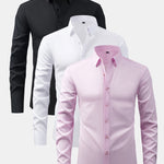3 Pieces Long Sleeve Button Up Dress Shirt