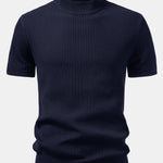 Ribbed Mock Neck Knit T-Shirt