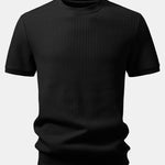Waffle Ribbed Hem T-Shirt & Drawstring Knit Waffle Shorts
