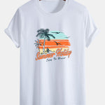 Regular Fit Summer Holiday Print Cotton T-Shirt & Drawstring Swim Shorts