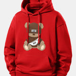Stripe Bear Print Relax Fit Hoodie