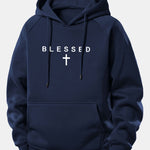 Blessed Print Drawstring Hoodie