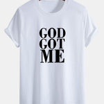 Regular Fit God Got Me Print Cotton T-Shirt